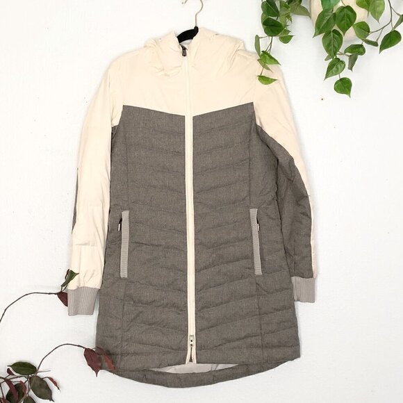 Lole Faith Edition Jacket White Gray Puffer Coat Small Down Feather Parka - Picture 1 of 8